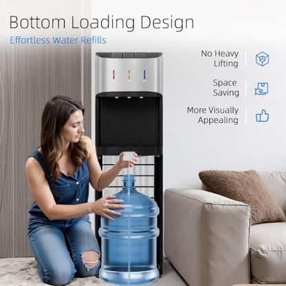 Manastin Bottom Loading Water Cooler Dispenser Gloss Silver - 3/5 Gallon