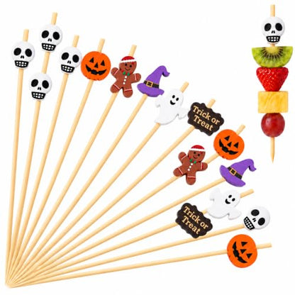 Halloween Skull & Themed Cocktail Picks - 150 Pcs Food & Drink Toothpicks