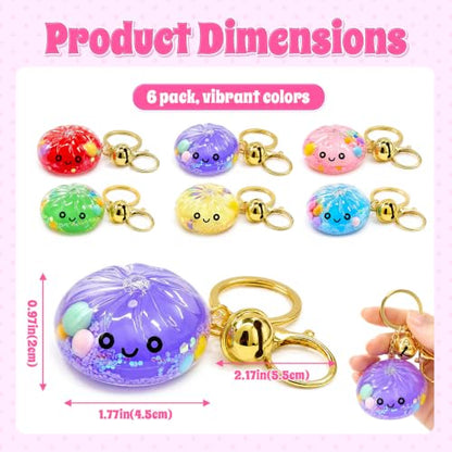6PCS Kawaii Fidget Keychain Toy with Bell - Acrylic Flow Bun Design
