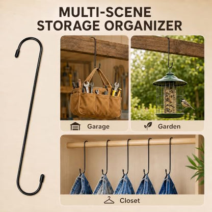 12-Inch Heavy Duty S Hooks for Hanging Plants & Indoor Outdoor Use