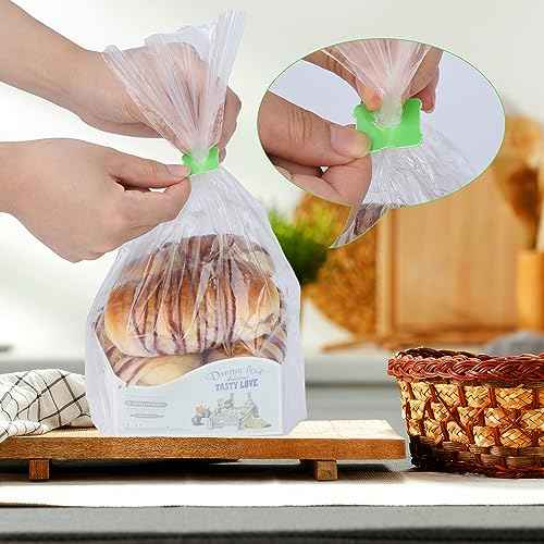 100 Pcs Reusable Plastic Bread Clips - Keep Your Food Fresh with 7/8 x 7/8 inches Food Bag Clips (Green)