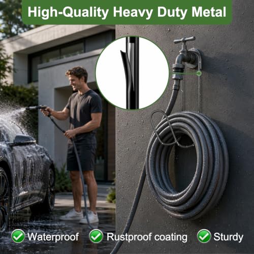 Heavy Duty Garden Hose Holder Water Holder for Outside - Black - 2 Pcs