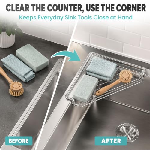 Stainless Steel Corner Sink Shelf - Triangle Corner Sink Drying Rack 1Pc