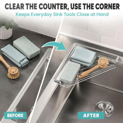 Stainless Steel Corner Sink Shelf - Triangle Corner Sink Drying Rack 1Pc