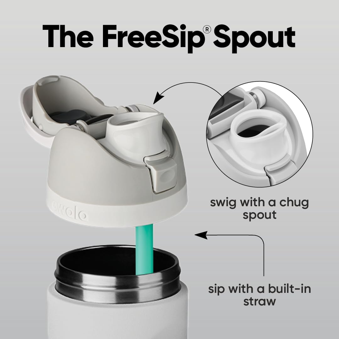 Owala FreeSip Insulated Stainless Steel Water Bottle - BPA-Free, 40 Oz, Shy Marshmallow | Perfect for Travel