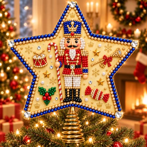 Christmas Tree Topper Kit Pearl Diamond Art Star Nutcracker 7.87in - Nutcracker Variation