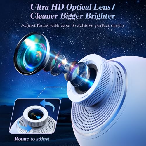 3D Galaxy Projector with 60 HD Dynamic Scenes - White Version for Home & Bedroom Decor