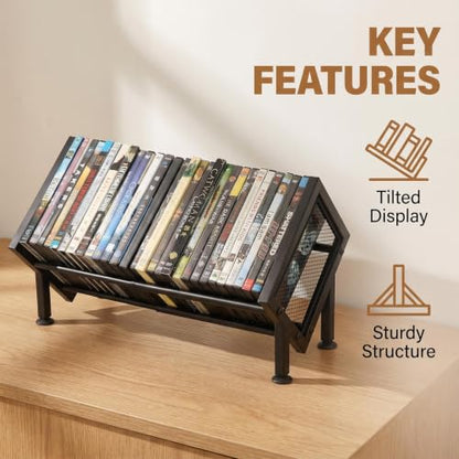Brown PUTNATRUE DVD Storage Rack, Expandable Video Game & Blu-ray Organizer