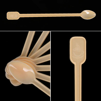 Coffee Spoon 500 PCS Disposable Tiny Coffee Tea Spoon Beige Plastic Stir Cocktail Sticks Mini Tea Stirrer