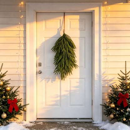 2 Pcs 25-Inch Realistic Norfolk Pine Swag for Front Door - Holiday & Decor