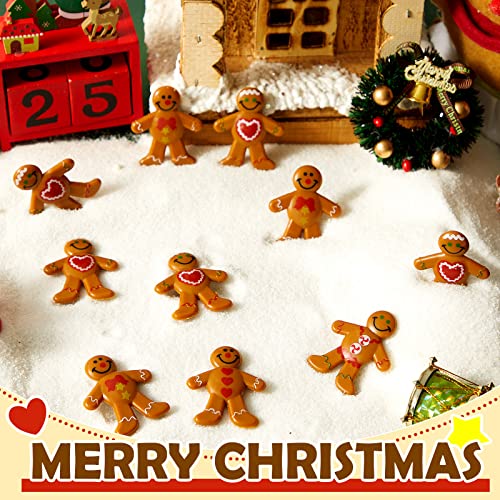 Christmas Gingerbread Man Ornaments Bulk PVC Mini Figurines - 60 Pieces, 4 Styles
