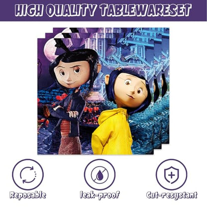 Red Coraline Party Supplies Set for Birthday Decorations - 40 Pieces