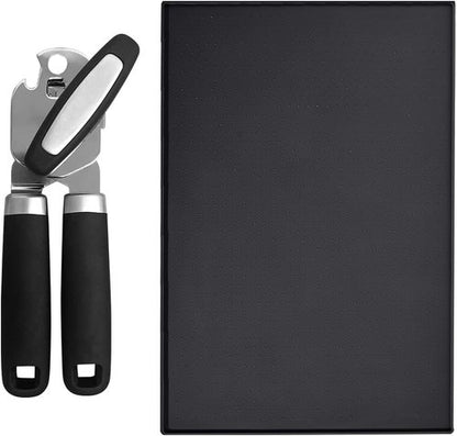 Gorilla Grip Can Opener & Silicone Coffee Mat Bundle - Black | Includes Bottle Opener, 11.5x18.5 Size