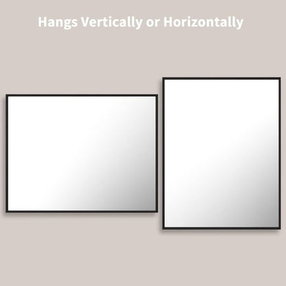 LOAAO Black Rectangle Bathroom Mirror - 28"X36" Matte Black Aluminum Frame, Tempered Glass, Versatile Hanging Options