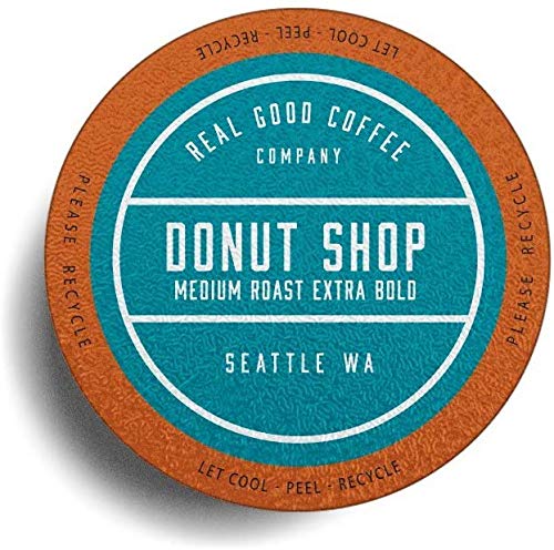 Real Good Coffee Company - Single Use Coffee Pods - Donut Shop Medium Roast Coffee - K-Cup Compatible including Keurig 2.0 Brewers - Recyclable Cups and Packaging - 36 Count