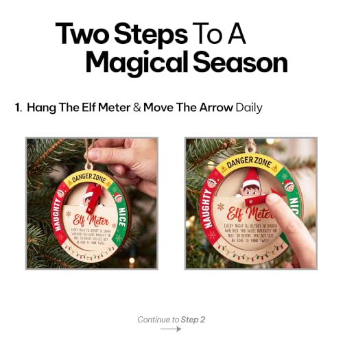 Christmas Elf Meter Ornament - Kids Naughty or Nice Wooden Holiday Decor