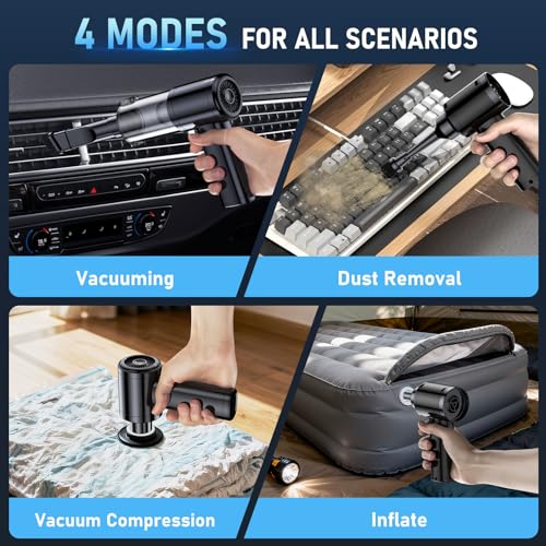 Cordless Car Vacuum Cleaner 35,000Pa Power Handheld with Air Duster - Gray