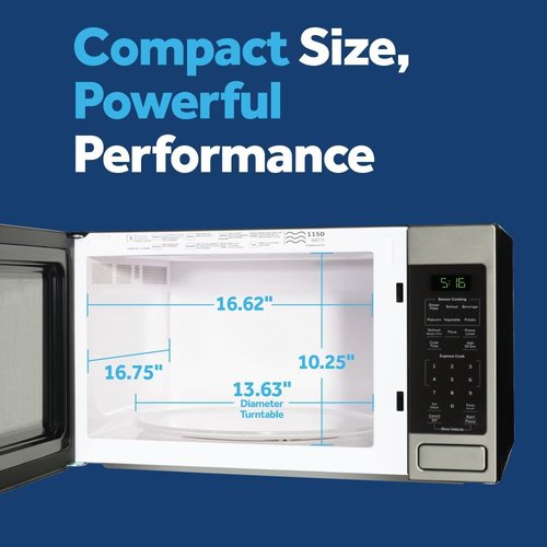 GE Countertop Microwave Oven - 1,150-Watt Capacity | 1.6 Cu. Ft. | 8 Auto Cooking Settings & Child-Lock