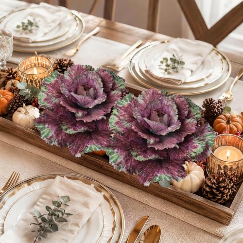 Fuchsia Faux Cabbage Plants - 2PCS Artificial Vegetables for Decor