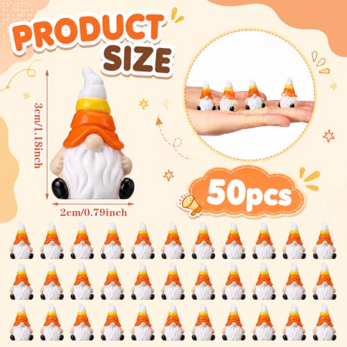 Mini Fall Gnomes Candy Corn Decor - 50 Pcs Thanksgiving Figurines Variation of Fall Gnomes