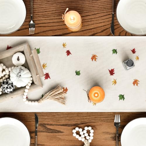 13 x 72 Inch Fall Table Runner Beige Polyester Home Decor - Artoid Mode