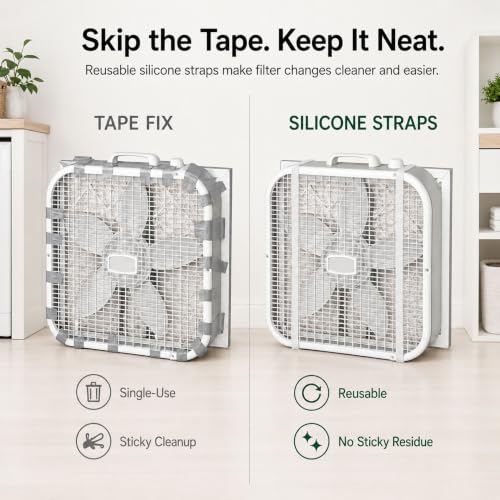 Stretchable Silicone Box Fan Filter Straps 2Pcs Clear - Adjustable Fan Filter Holders