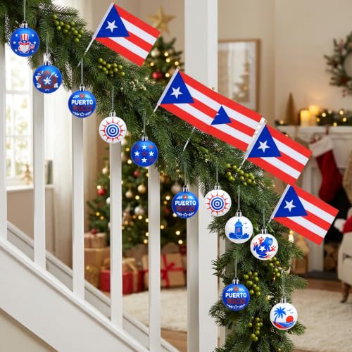 Puerto Rico Christmas Tree Decorations Set - Boricua Ornaments & Flags - Christmas Variant