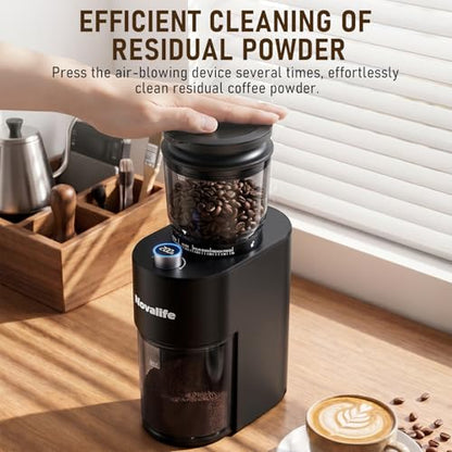 Novalife Black Electric Coffee Grinder with 38 Settings & Timer
