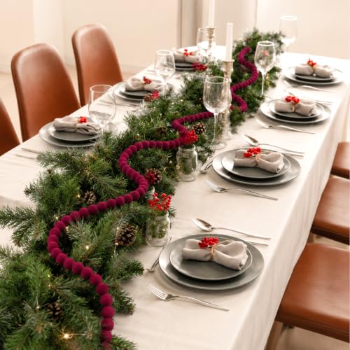 Velvet Bead Christmas Garland 33ft - Red, Extra Long Xmas Decor