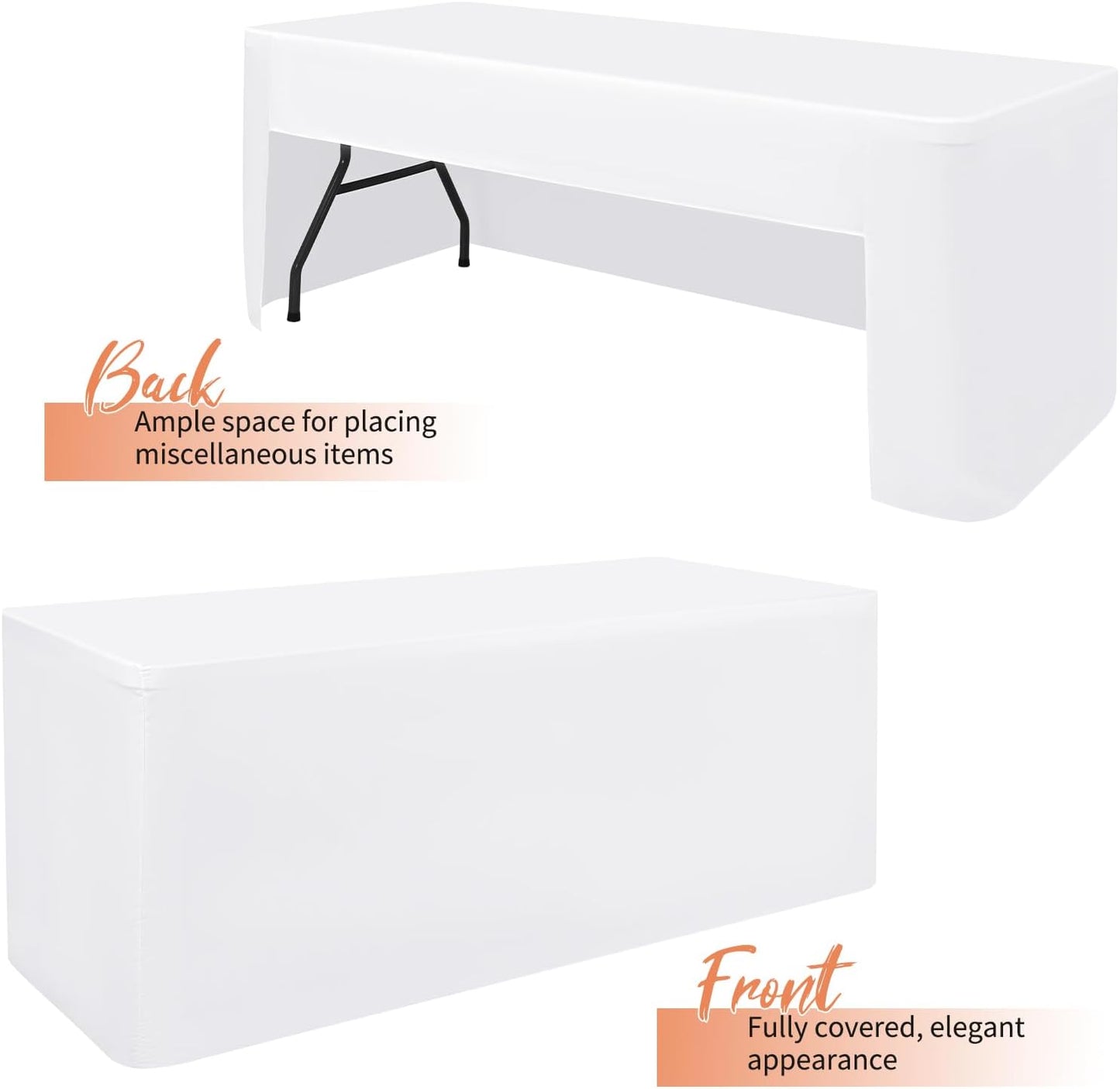 Regine Switzerland 4 Pack White Fitted Tablecloths - Washable Polyester for 6 Foot Rectangle Tables (72" x 30") | Perfect for Weddings, Parties, and Events