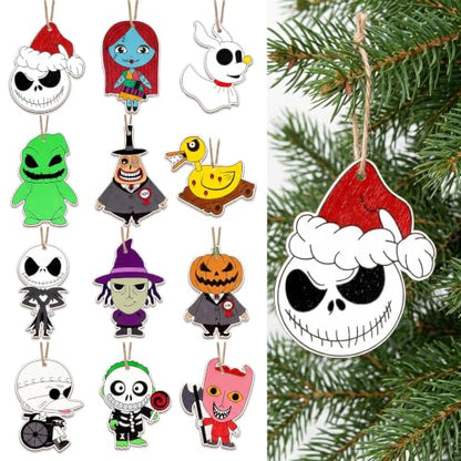 36PCS Halloween Christmas Ornaments Decorations Set Spooky Cartoon Designs