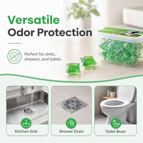 Drain Deodorizer Pods for Sink and Shower - 1 Box - Odor Neutralizing Bio-Enzyme Capsules
