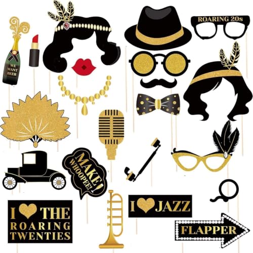 1920s Gatsby Photo Booth Props Set for Roaring 20s Party Decorations