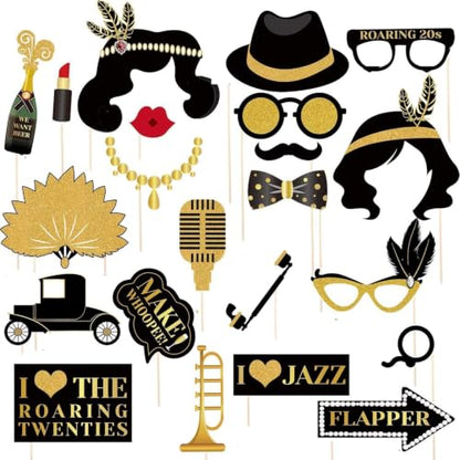 1920s Gatsby Photo Booth Props Set for Roaring 20s Party Decorations