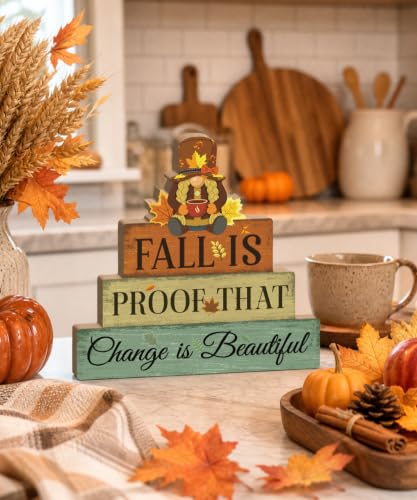 Putuo Decor Fall Gnome Table Decor - Orange Sage Beige, Seasonal Mantel Accent
