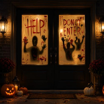 Halloween Bloody Window Posters Set - Black and Red 2 Pieces