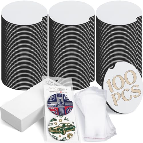 Sublimation Car Coaster Set - White 2.76 Inch Blank Coasters Pack for Customization