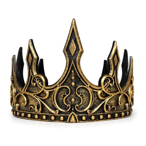Medieval Crown Hat for Adults - Adjustable Gold Costume Headpiece