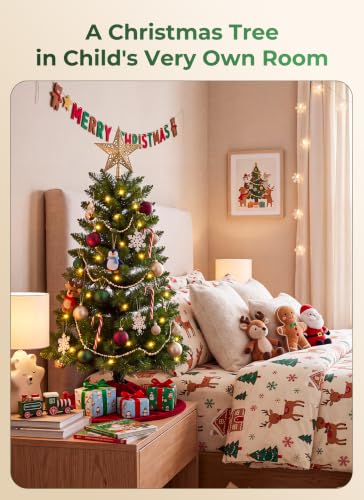 3FT Artificial Small Christmas Tree - Prelit Mini Tabletop Tree, Green, 3ft - Brightown