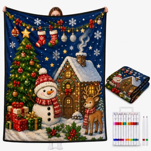 DIY Coloring Blanket Christmas Variation - Washable Sherpa Fleece with Markers