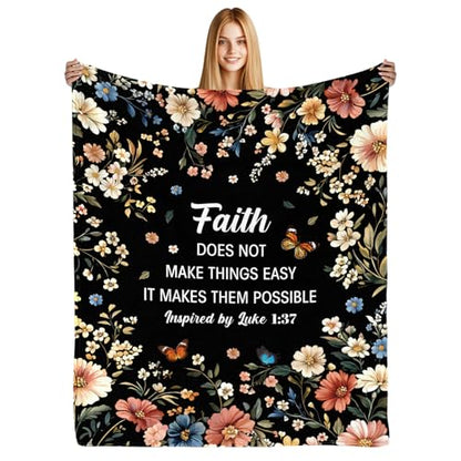 Faith Throw Blanket for Women 60x50 Inches Christian Religious Gift for Women - Inspirational Home Decor