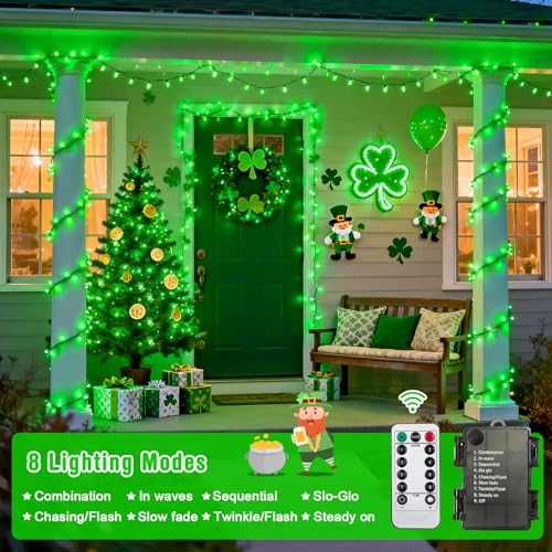 Green Battery-Operated LED Christmas Lights 2 Pack - 66 Ft Waterproof String