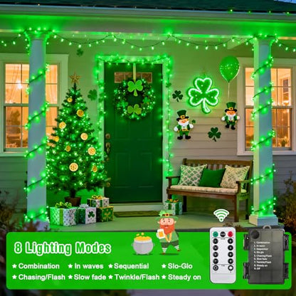 Green Battery-Operated LED Christmas Lights 2 Pack - 66 Ft Waterproof String