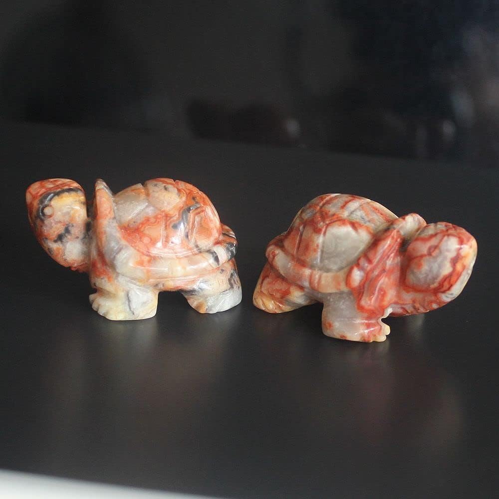Skiennix 1.5'' Hand-Carved Gemstone Crystal Quartz Turtle Figurine | Unique Home Decor Accent