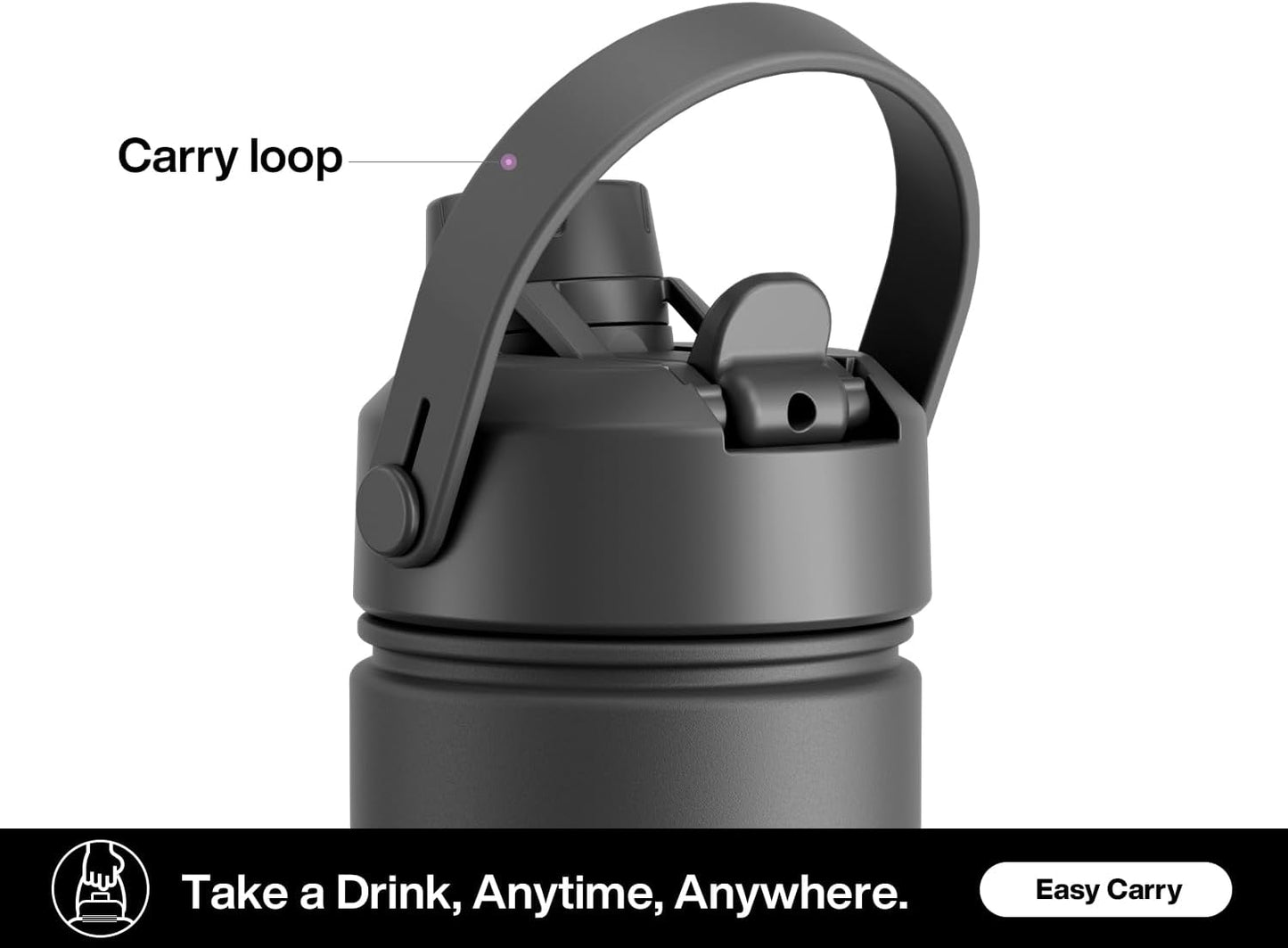 POWCAN 26 oz Insulated Water Bottle - 2-in-1 Straw & Spout Lid, Keeps Drinks Cold 24H | Midnight Kiss