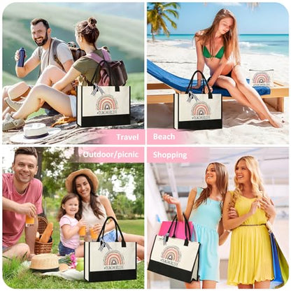 Teacher Gifts Canvas Tote Bag with Makeup Bag - Teacher Appreciation Gift - Variation 1