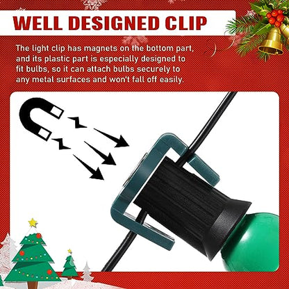 Frienda 200 Pieces Magnetic C9 Christmas Light Clips Outdoor Green Round
