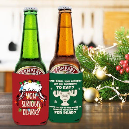 Christmas Vacation Can Cooler Sleeves - 8 Pcs Reusable 12oz Beer & Drink Covers