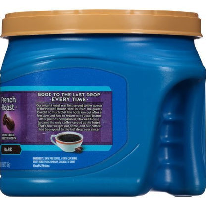 Maxwell House French Dark Roast Ground Coffee, 25.6 OZ (726g) Tub