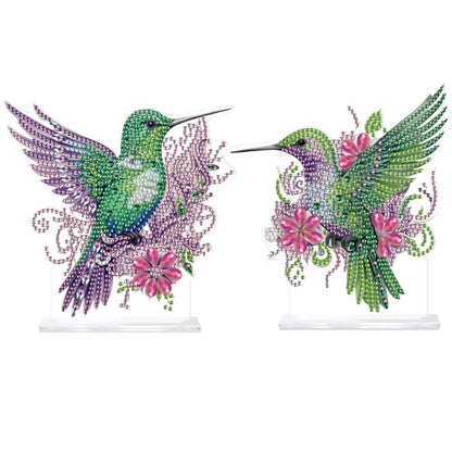 Antor 2 Pcs Hummingbird Diamond Painting Kit - Green Crystal Rhinestone Ornaments for Home & Office Decor